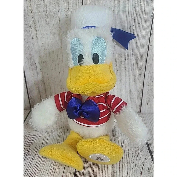 Disney Cruise Line Plush Sailor Donald Duck Stuffed Animal White Blue Red 12" - Picture 1 of 8